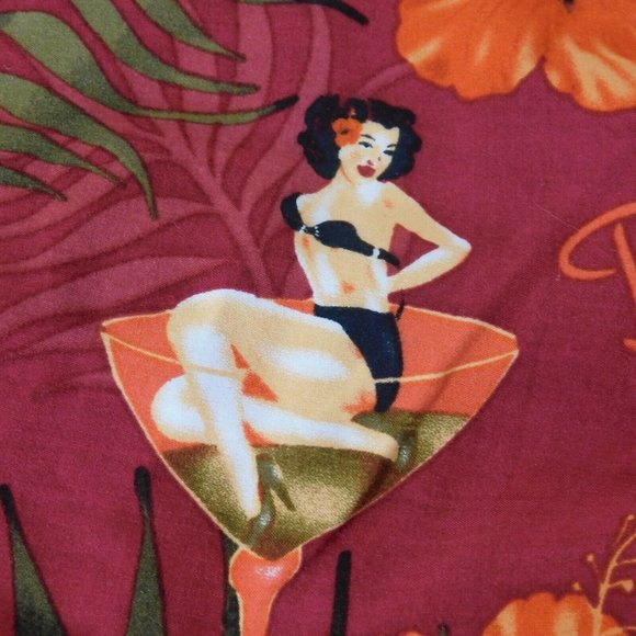 Big Dogs Hawaiian Shirt Men Martini Glass Hula Girl 100% Rayon Maroon Size 3X - Picture 8 of 9